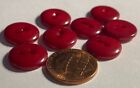 Set Of 8 Vintage Nos Domed Glossy Red Plastic Sew-thru Buttons 9 16  15mm 14851