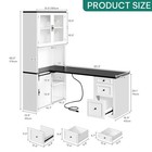 L Shaped Executive Desk With Hutch drawers Home Office Desk W power Outlet Withe
