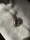 Victorian Brooch Antique Amethyst Glass Silver Tone Pin Jewelry Purple Scratches