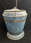 Antique Galvanized Metal Coal scuttle Ash Bucket Coal Hod With Lid Bail Handle