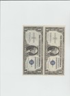 2 Notes 1935 G  1 With Motto   1 Without Motto  One Dollar Silver Certificate