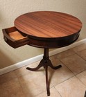 Beautiful Vintage Mahogany Drum Table W  Drawer Brass Claw Tips