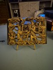 Vtg Chinese Hand Carved Gilded 3d Wood Panel Geisha 5x8