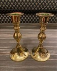 Vintage  Brass  Candlestick Candle Holders  5 Inch  Made In India Set Of 2