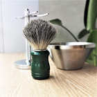 Je co Shaving Set pure Badger Hair Shaving Brush With Steel Stand And Steel Bowl