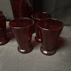 Vintage Mcm Ruby Red Glass Cocktail Shaker Set