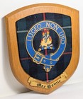 Vintage Scottish Coat Of Arms Mackenzie Clan Crest Tartan Wool Wood Wall Plaque