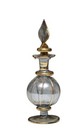 Vintage Egyptian Hand Blown Glass Perfume Bottle 24k Clear Gold Pnt  Striping