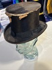Antique Top Hat Beaver Fur Silk Plush Distressed Charles E Mead Nj Topper 1880   s