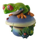 Vtg 1998 Rainforest Cafe Red Eyed Tree Frog On Mushroom Piggy Bank Figurine Nice