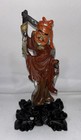 Antique Vintage Chinese Hand Carved   Painted Polychrome Wood Statue Hongkong