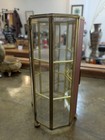Vintage 8 5    Brass Glass Display Cabinet Octagon Curio Case Box Gold Mirror Back