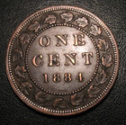 1884 Canadian Large One Cent Canada Sharp 1 C