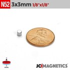 3mm X 3mm 1 8 x1 8  N52 Strong Rare Earth Neodymium Crafts Magnet Discs 3x3mm