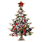 Vibrant Christmas Tree Enamel Brooch Alloy Rhinestone Mosaic Badge Pin Party New