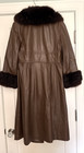 Vintage 1970   s Penny Lane Coat Dark Brown Leather With Sable Fur Trim Size 14