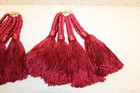 Lot Of 6 Crimson Red Curtain Tie Backs  Shiny Braided Hoop Rope W tassels