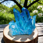 Titanium Aura Blue Crystal Cluster Healing Geode Rock Home Decor Unique Gift