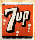 Vintage 7 Up Soda Advertising Sign - Embossed Metal - Original Cooler Machine