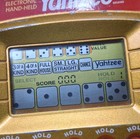 Hasbro 2002 Vintage Yahtzee Handheld Electronic Game Gold   Red Tested  Works