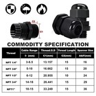 Wocloer 12 Pcs 1 2  Npt Black Adjustable Cable Glands - Ip68 12pcs