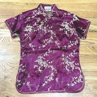 Laogudai Silk Cheongsam Top Burgundy Gold Floral Brocade Mandarin Collar Size 36