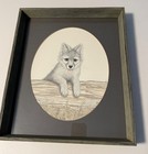 Original Pen   Ink Fox Drawing Janet Kell Young Grey Fox 1978 Wildlife Art Frame