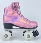 Womens Youth Roller Skates Pink Holographic Color Flashing Light Wheels
