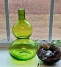 Hand Blown Green Glass Bottle Vase 10 5 