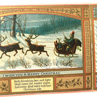 1880s Antique Santa Sleigh Blue Robe Christmas Card  Rare Vintage Tri-fold
