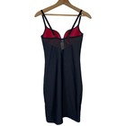 Triumph Black Red Lace Trim Vintage Sensation Bodydress       Size  Us 34c