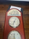 Vtg Sunbeam Red Wooden Barometer Thermometer Humidity Nautical Theme