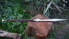 Handmade Viking Style Spear Sword Carbon Steel Hunting   Camping Blade   Sheath 