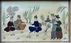Antique Persian Miniature On Bone   Ivory With A Khatam Frame