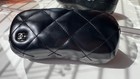 Chanel Black Quilted Leather Logo Glasses Sunglasses Hard Case