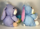 Fisher Price Puffalump Bunny Rabbit Lot 2 Holding Egg Plush 1988 Vtg Easter Read