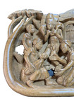 Village Scene Carved Wood Plaque Ethnographic Carved Relief Vintage 17 1 2  X 7 