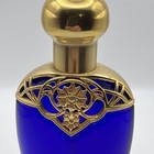 Vintage Boucheron Paris Cobalt Blue Glass Perfume Bottle Gold Filigree Trim