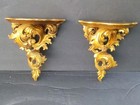 Vintage Italian Giltwood Wall Brackets Set Of 2 Rococo Gold Shelf