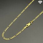14k Gold Plated Italian Sterling Silver Figaro Link Chain Necklace 925