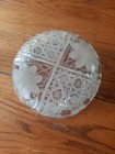 American Brilliant Cut Glass And Silverplate  Round Powder Jar 