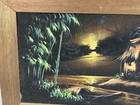 Vtg Velvet Painting Tiki Theme Wooden Framed 17 5  X 11 5 