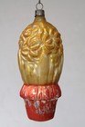 Vintage Antique Glass Gold Hyacinth Flower Embossed Christmas Ornament Germany