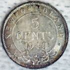 1940 C Newfoundland Canada Silver Five Cents 5c Canadian Coin Brilliant Unc