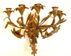 Antique French Sconces Bronze Floral 5 Light Large C  1850