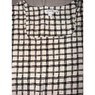 Chicos Black White Grid Print Square Neck Top Size 3 Xl Blouse Windowpane