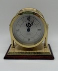 Working Chelsea Chatham Engraved Hp Logo Desk Clock Brass Metal wood Base