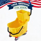 Commercial Mop Bucket With Side Wringer On Wheels  35 Quart Heavy Duty Press