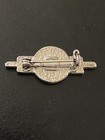 Small Art Deco Brooch Lapel Hat Pin Pinback Silver Tone Black C888
