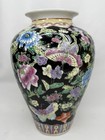 Chinese Famille Noire Porcelain Vase Qing Millefleur Early 20th Century Floral